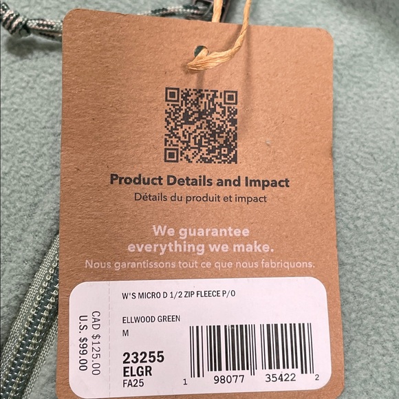 NWT’s Women’s Patagonia Micro D 1/2-Zip Fleece Pullover Elwood Green Size Medium - Picture 11 of 15